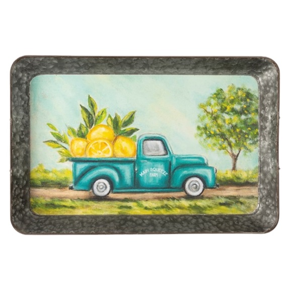 Primitives by Kathy Other - Farmhouse Rustic Truck Lemons Decorative Galvanized Metal Tray Accent Decor NWT